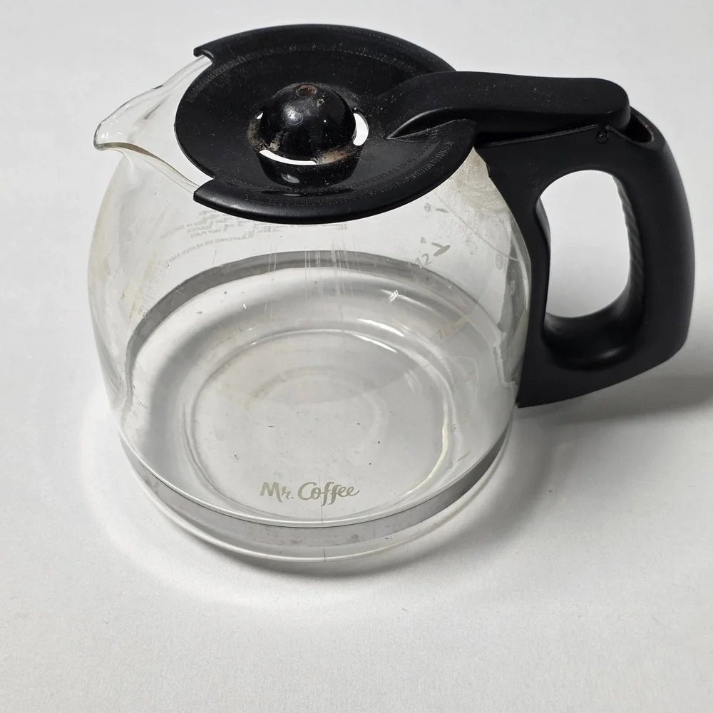 Mr. Coffee Carafe 12 Cup Pot Clear Glass Replacement CM4175T3‎ with Black Lid